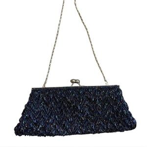 Navy Blue SASHA Beaded Clutch